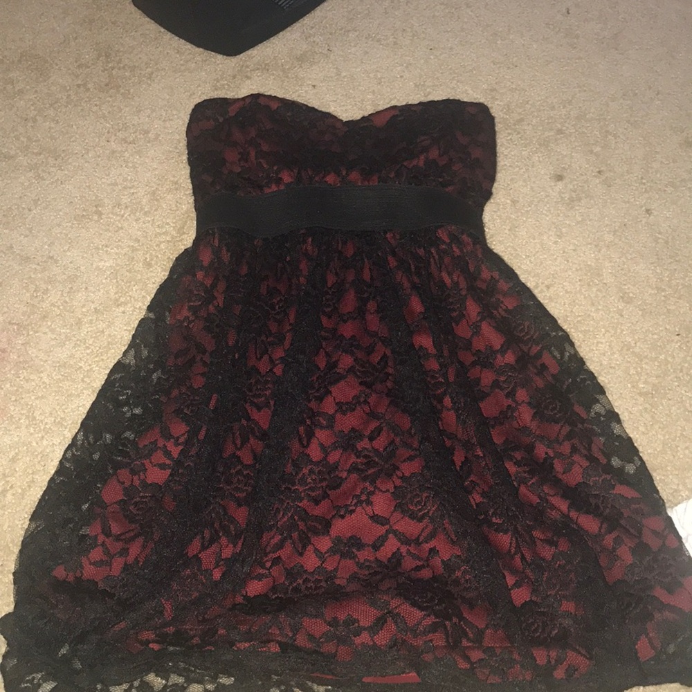 Black and red lace dress
